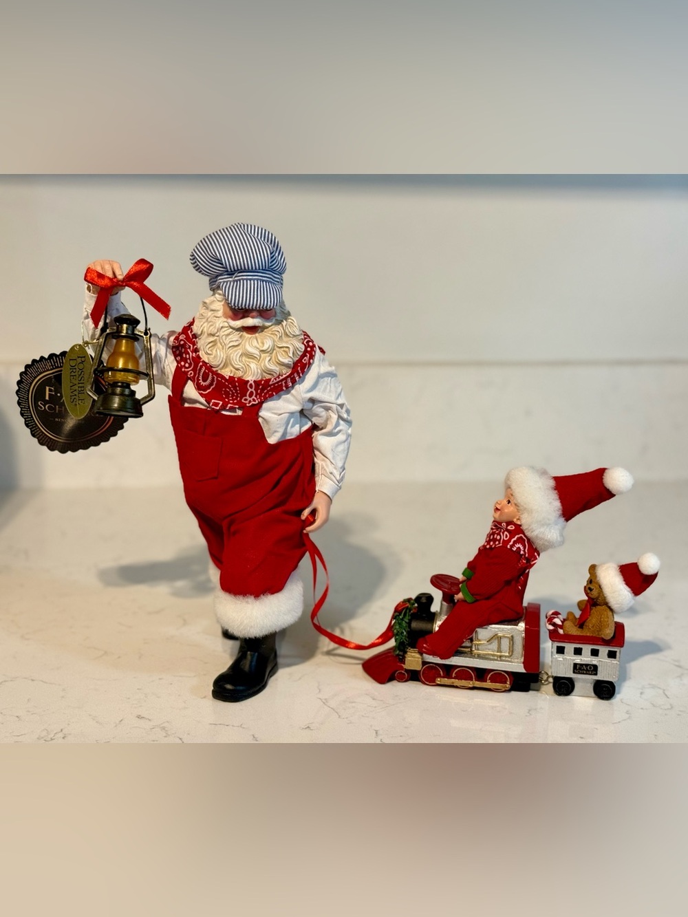Possible Dreams FAO Schwarz “Choo Choo For Two” Santa Figurine